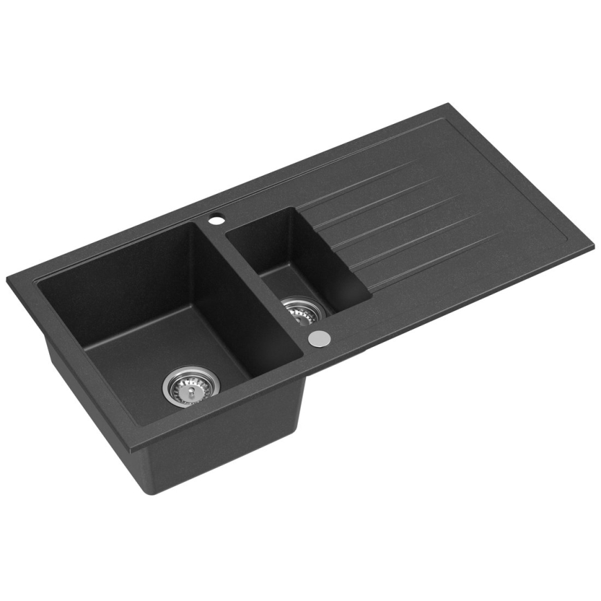 Sapho - Évier de cuisine 100x50 cm en granit, noir