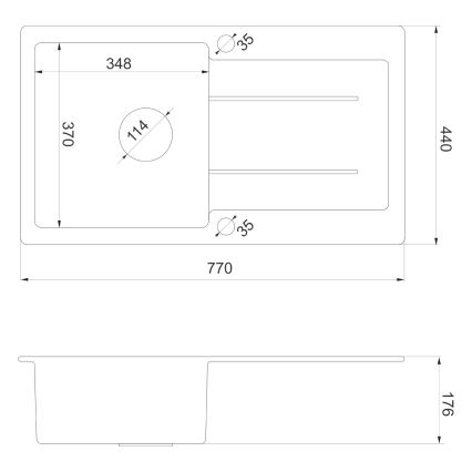 Sapho - Évier de cuisine 77x44 cm granit/noir