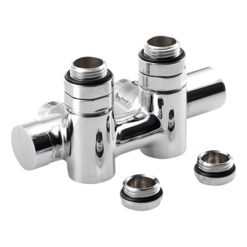 Sapho - Kit de raccordement de vannes pour raccordement central TWIN COMBI droit/chrome brillant