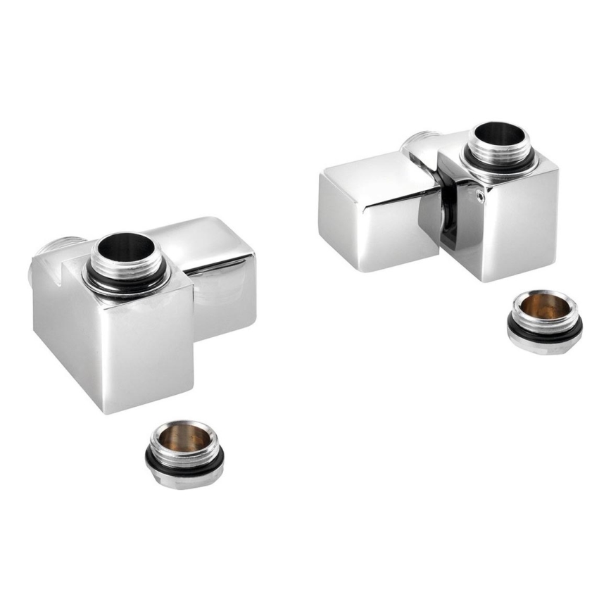 Sapho - Kit de raccordement pour vannes d'angle CUBE COMBI, 2 pièces droites, chrome brillant