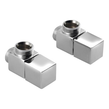 Sapho - Kit de raccordement pour vannes d'arrêt d'angle CUBE, 2 pièces, chrome brillant