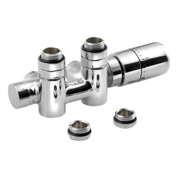 Sapho - Kit de raccordement thermostatique pour raccordement central TWIN COMBI droit / chrome brillant