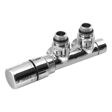 Sapho - Kit thermostatique de raccordement pour raccordement central TWIN gauche/chrome brillant