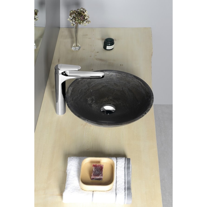 Sapho - Lavabo à poser BLOK Ø 40 cm marron/effet pierre