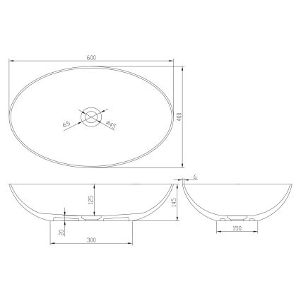 Sapho - Lavabo à poser FORMIGO 60 x 40 cm béton/anthracite