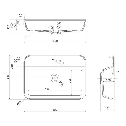Sapho - Lavabo encastré 55x39 cm céramique/blanc