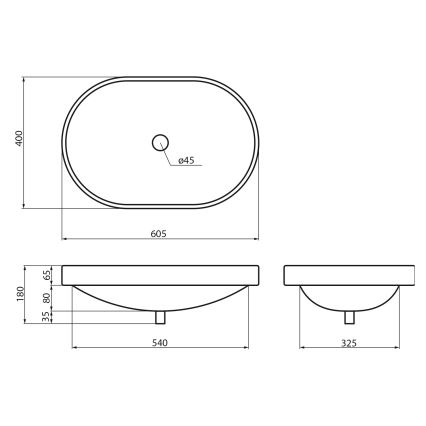 Sapho - Lavabo encastré LIMA 60 x 40 cm céramique/blanc