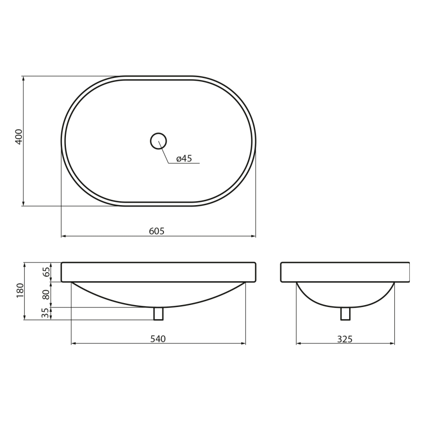 Sapho - Lavabo encastré LIMA 60 x 40 cm céramique/blanc