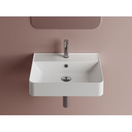 Sapho - Lavabo suspendu 50x40 cm marbre coulé/blanc