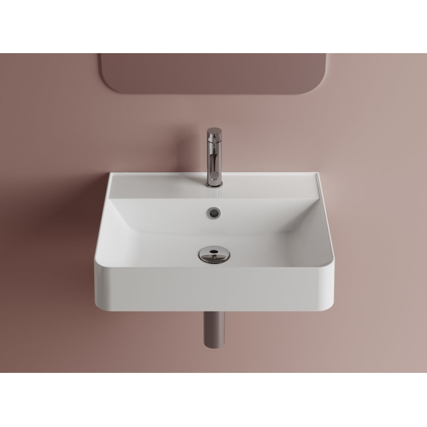 Sapho - Lavabo suspendu 50x40 cm marbre coulé/blanc