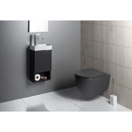 Sapho - Lavabo suspendu PICCOLINO 31x17 cm gauche/marbre coulé/blanc