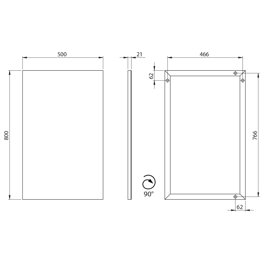 Sapho - Miroir encadré AROWANA 50x80, noir mat