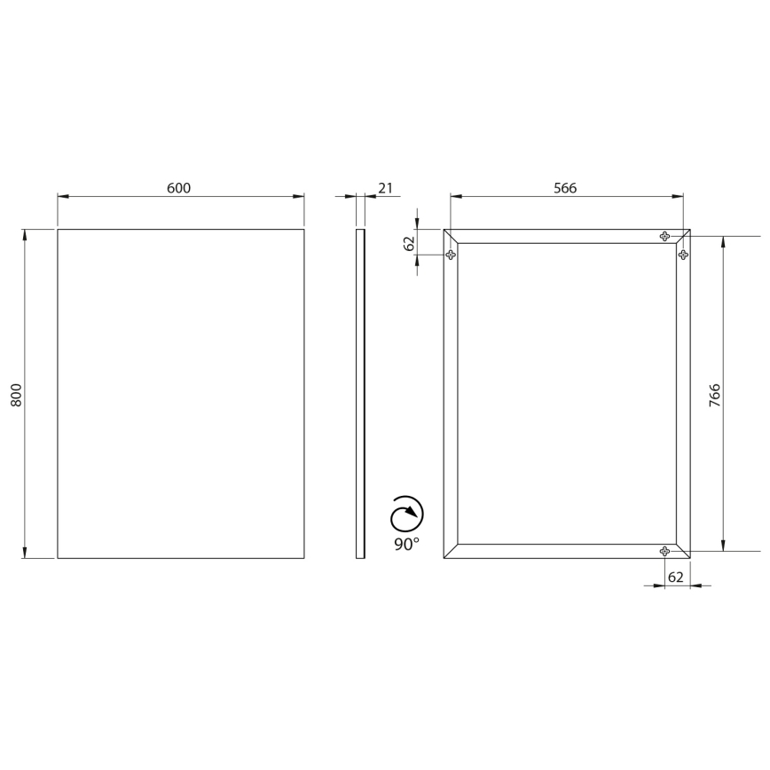 Sapho - Miroir encadré AROWANA 60x80 cm noir mat