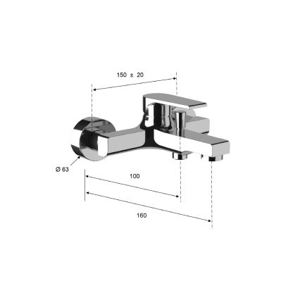 Sapho - Mitigeur de baignoire KAI chromé brillant