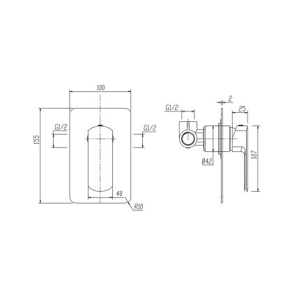Sapho - Mitigeur de douche encastré MIXONA, chrome brillant