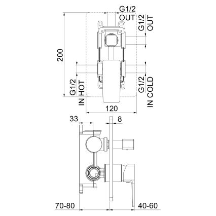 Sapho - Mitigeur de douche encastré TURSI noir mat