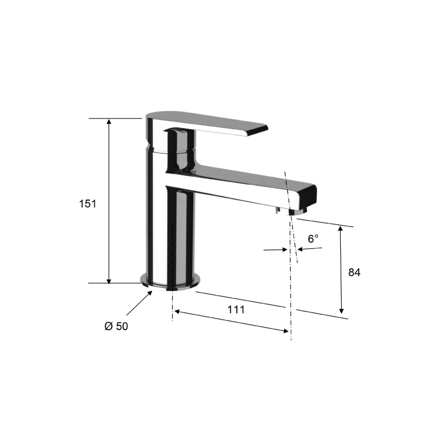 Sapho - Mitigeur de lavabo KAI 15 cm, chrome brillant