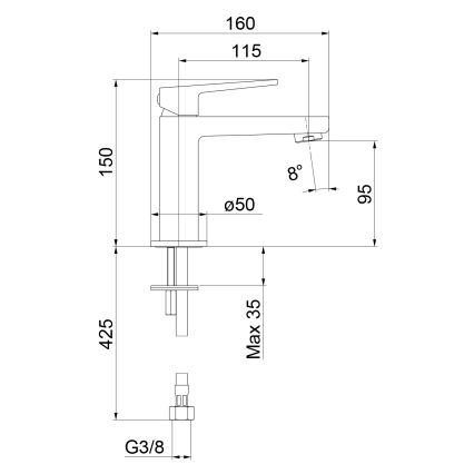 Sapho - Mitigeur de lavabo TURSI 15 cm, finition chrome brillant