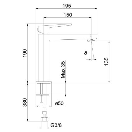 Sapho - Mitigeur de lavabo TURSI 19 cm, chrome brillant