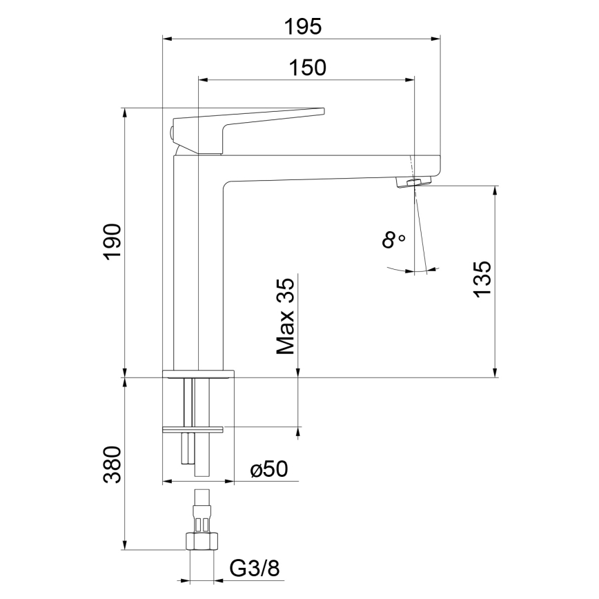 Sapho - Mitigeur de lavabo TURSI 19 cm, chrome brillant