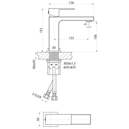 Sapho - Mitigeur lavabo CUBEMIX 15 cm doré mat