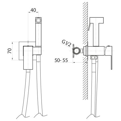 Sapho - Mitigeur pour bidet avec douchette hygiénique pour installation encastrée CUBEMIX doré mat