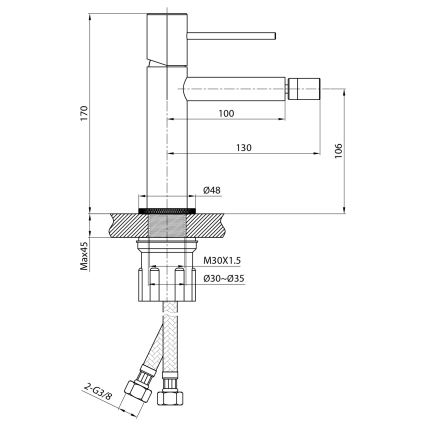 Sapho - Mitigeur pour bidet SOLARIS chrome brillant