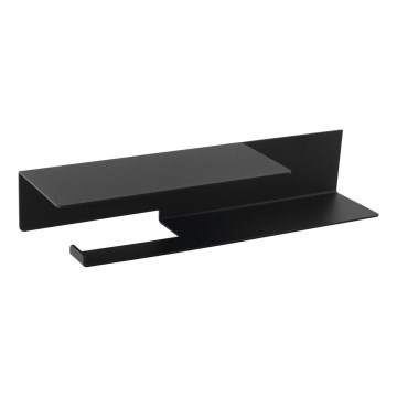 Sapho - Porte-papier toilette avec tablette 9,5 x 35 cm, noir mat