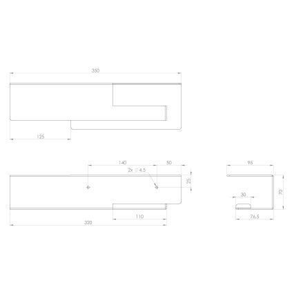 Sapho - Porte-papier toilette avec tablette 9,5 x 35 cm, noir mat