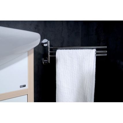 Sapho - Porte-serviettes mural pivotant X-ROUND 19,5x45 cm chromé brillant