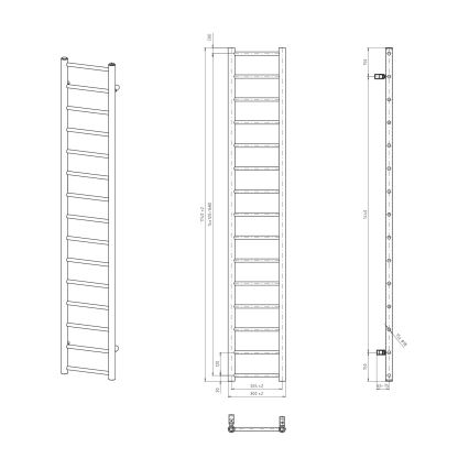 Sapho - Radiateur de salle de bains DINA 335W 30x174 cm blanc