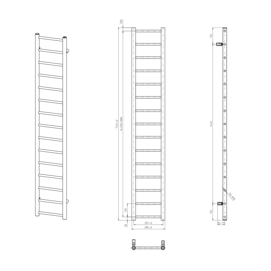 Sapho - Radiateur de salle de bains DINA 335W 30x174 cm blanc
