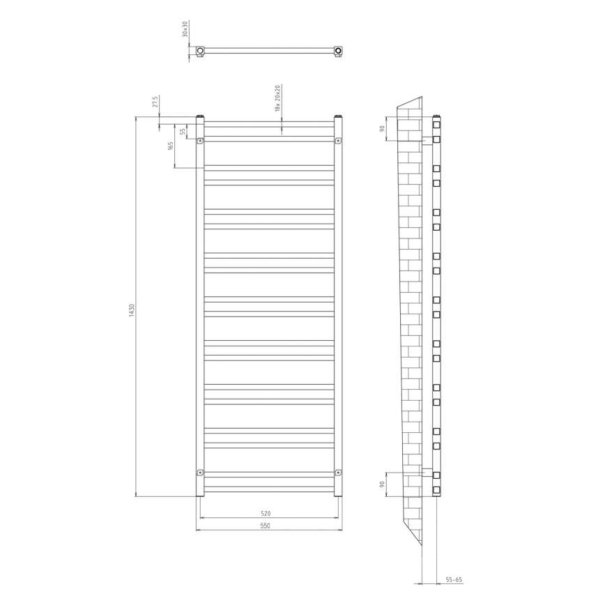 Sapho - Radiateur de salle de bains METRO DOS 476W/230V 55x143 cm chromé brillant