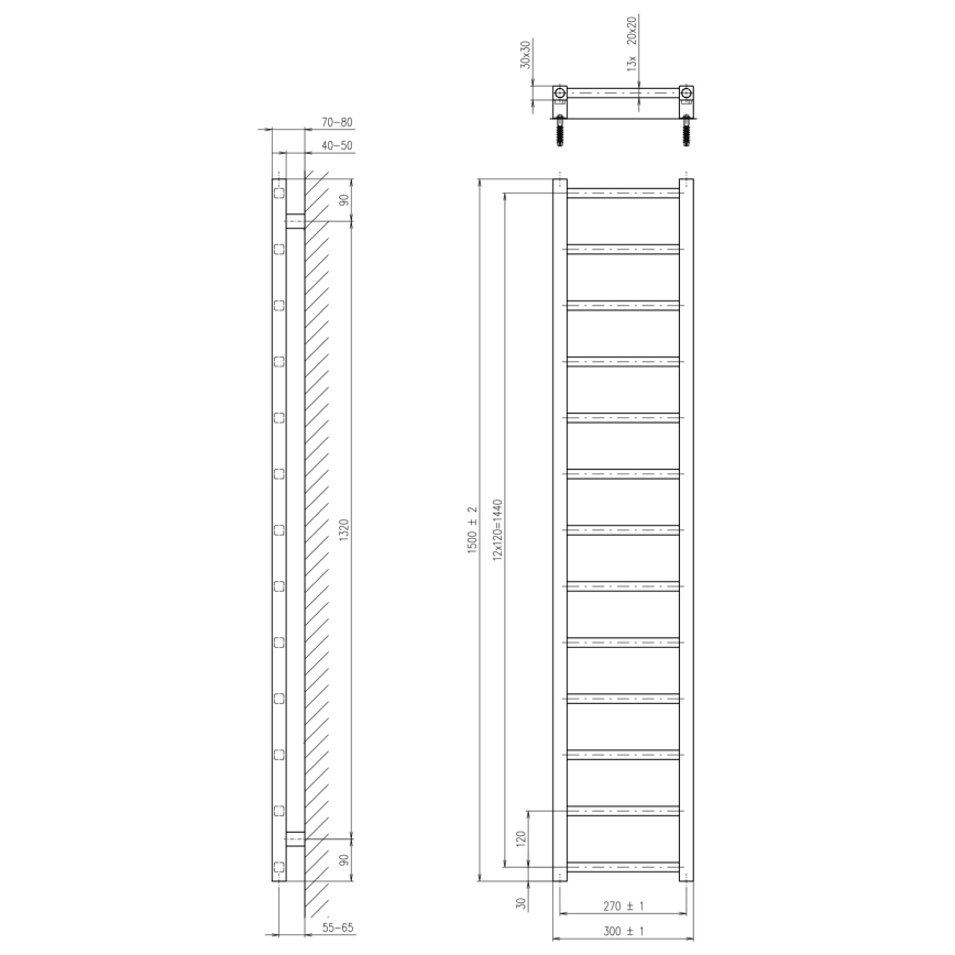 Sapho - Radiateur de salle de bains METRO LIGHT 150x30 cm blanc