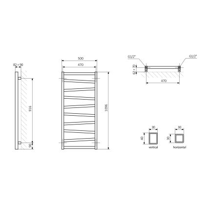 Sapho - Radiateur de salle de bains ZIG 110x50 cm anthracite
