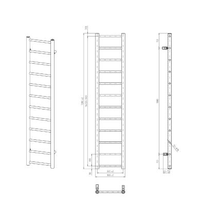 Sapho - Radiateur sèche-serviettes DINA 278W 30x138 cm blanc