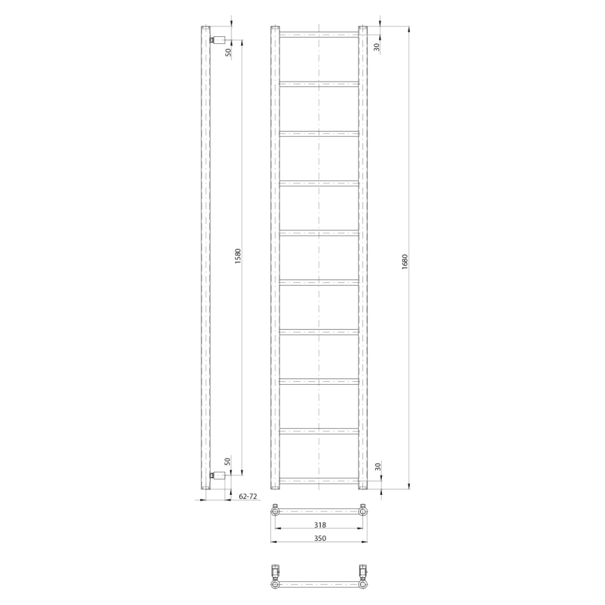 Sapho - Radiateur sèche-serviettes DINA 334W 35x168 cm noir mat