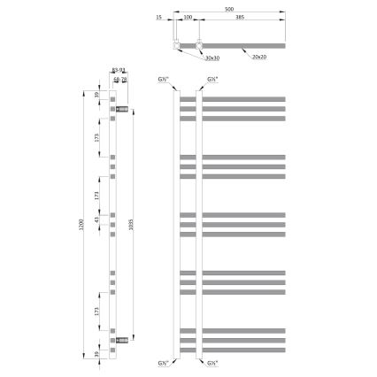 Sapho - Radiateur sèche-serviettes MAGDALENA 120 x 50 cm chromé brillant