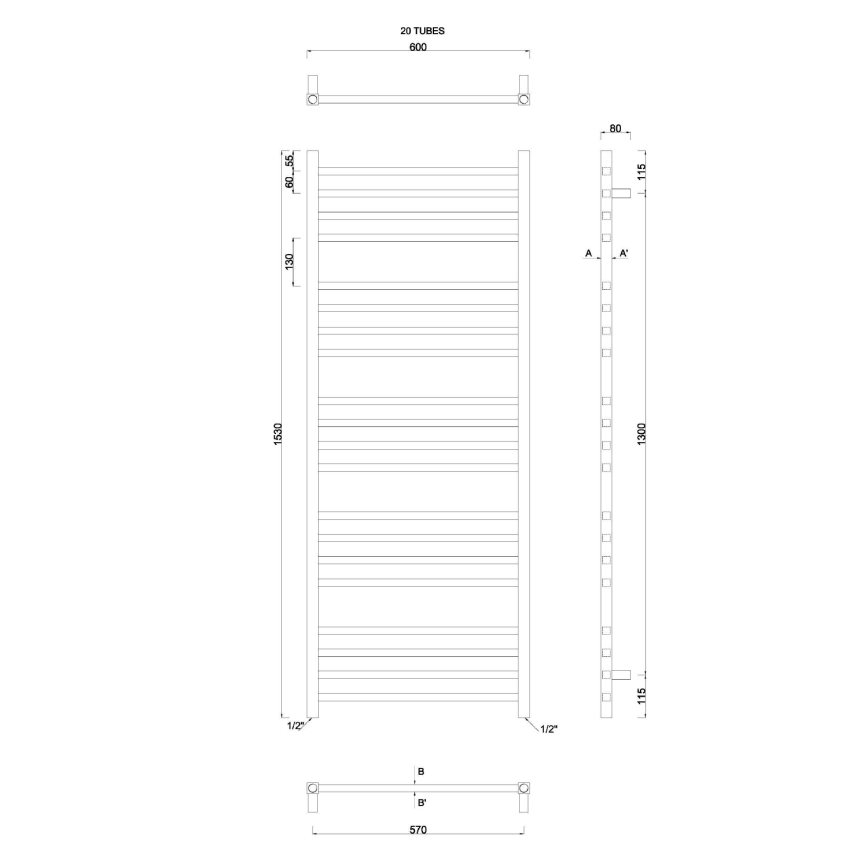 Sapho - Radiateur sèche-serviettes METRO 497W/230V 60x153 cm chromé brillant