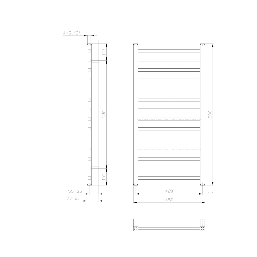 Sapho - Radiateur sèche-serviettes METRO 89x45 cm blanc