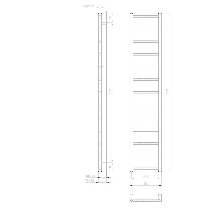 Sapho - Radiateur sèche-serviettes METRO LIGHT 276W 30x150 cm blanc