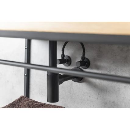 Sapho - Robinet d'angle avec rosace ronde / noir mat