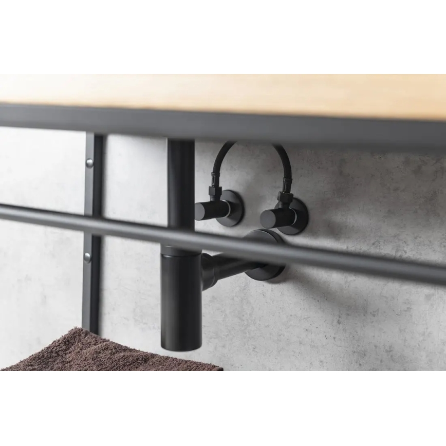 Sapho - Robinet d'angle avec rosace ronde / noir mat