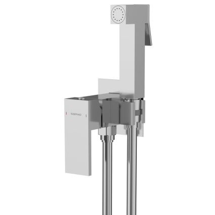 Sapho - Robinet de bidet avec douchette pour installation encastrée CUBEMIX carré/chrome brillant