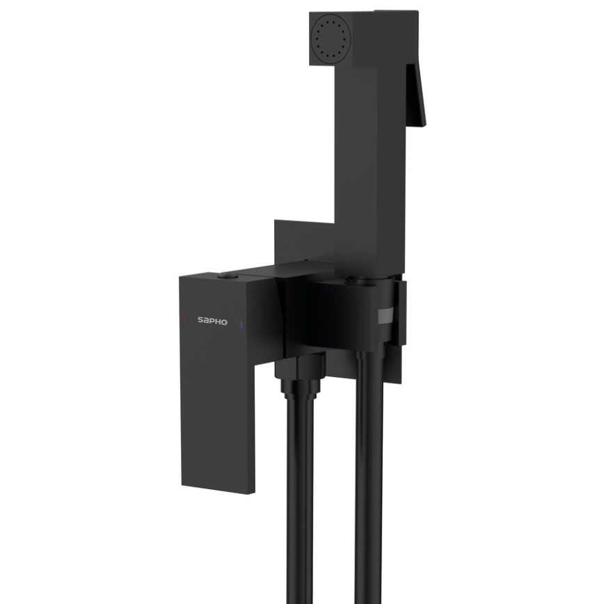 Sapho - Robinet de bidet avec douchette pour installation encastrée CUBEMIX carré/mat noir