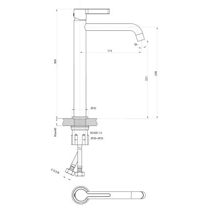 Sapho - Robinet de lavabo ICONIC 30,9 cm chrome brillant