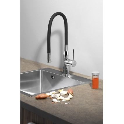Sapho - Robinet d'évier avec bras flexible SILI noir/laiton