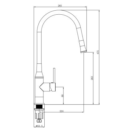 Sapho - Robinet d'évier avec bras flexible SILI noir/laiton