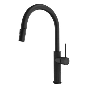 Sapho - Robinet d'évier avec douchette extractible FLAWO mat noir