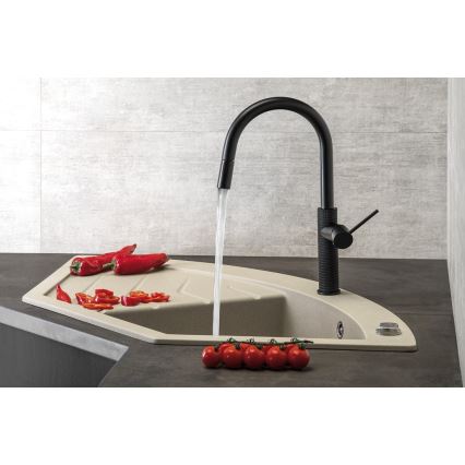 Sapho - Robinet d'évier avec douchette extractible FLAWO mat noir